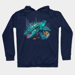 Sea turtle watercolor Style Summer Ocean Vibes Hoodie